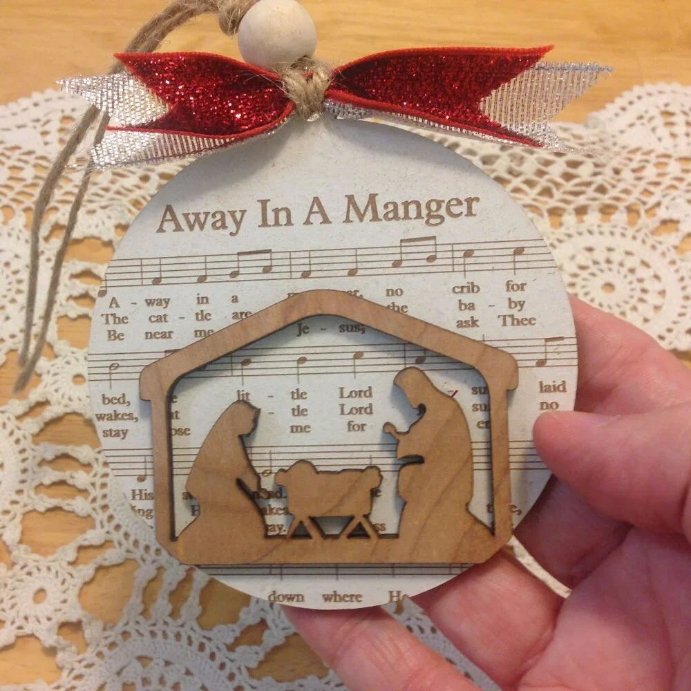 Manger Scene Christmas Ornament, home, lightweight wood, new item